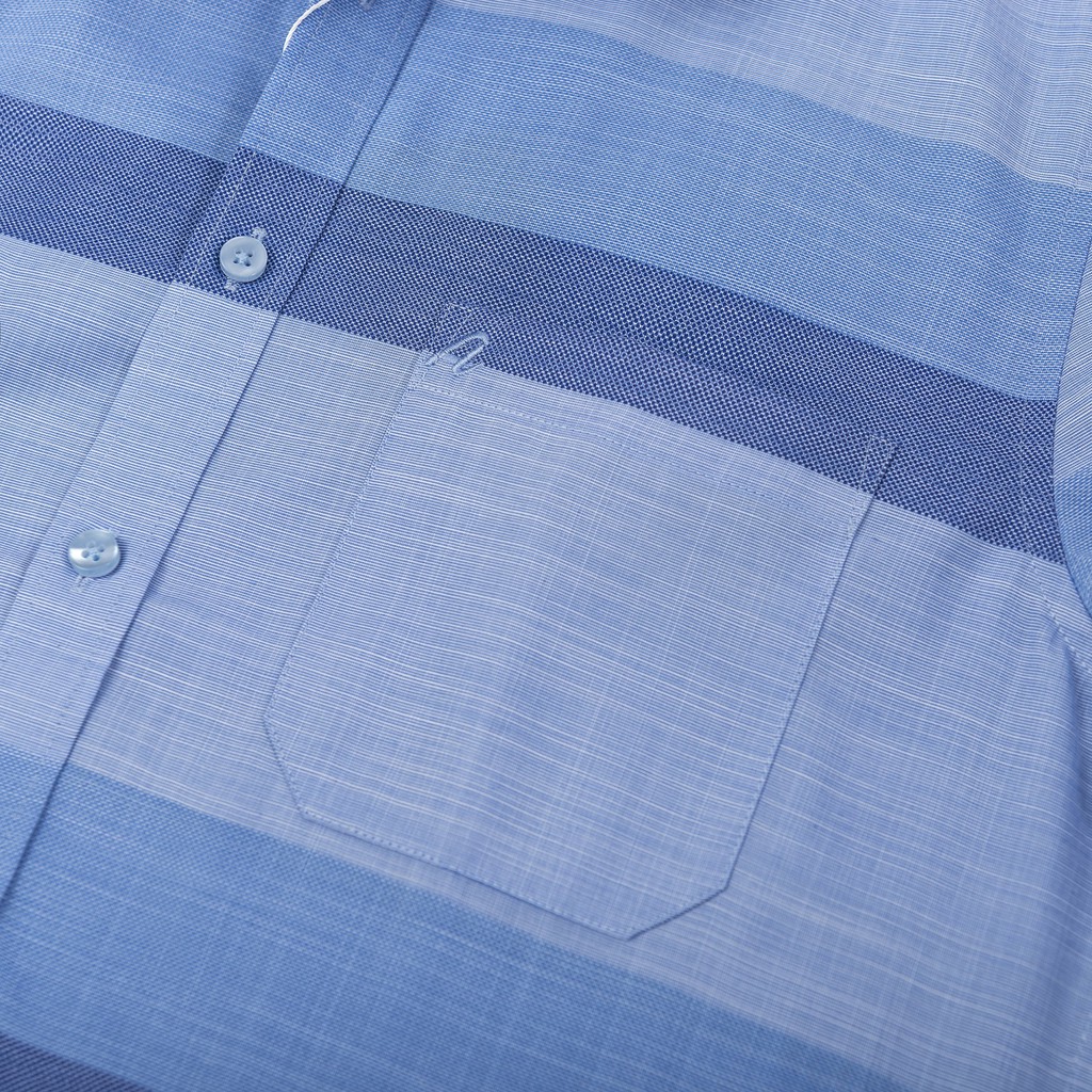 Áo Sơ Mi Nam Công Sở Trung Niên Anton Somianton Xanh Dài Tay Vải Sợi Tre Họa Tiết Kẻ Caro - 8566