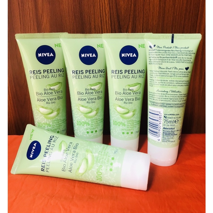 Tẩy da chết mặt nha đam hữu cơ Đức Nivea Ries Peeling loại bỏ tế bào chết giúp sạch da, 75ml