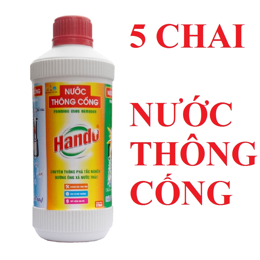 Combo 5 chai nước thông cống Hando 570ml - sản xuất tại Việt Nam