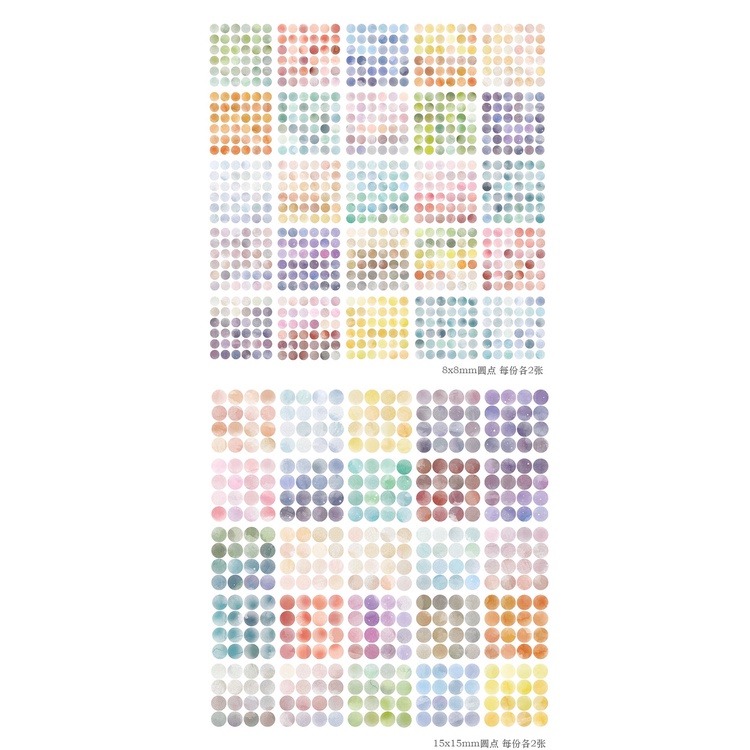 Sticker Washi Miếng Dán Hình Chấm Tròn Dán Postcard Màu Pastel Trang Trí Sổ Tay/ Dán Tường/