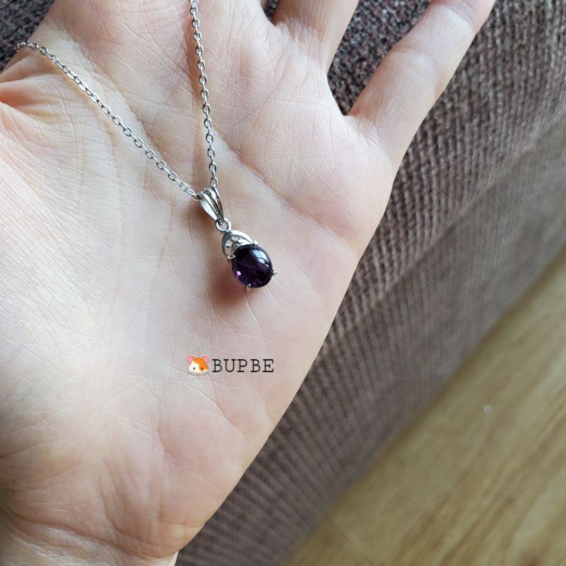 Dây chuyền đá amethyst mặt silver