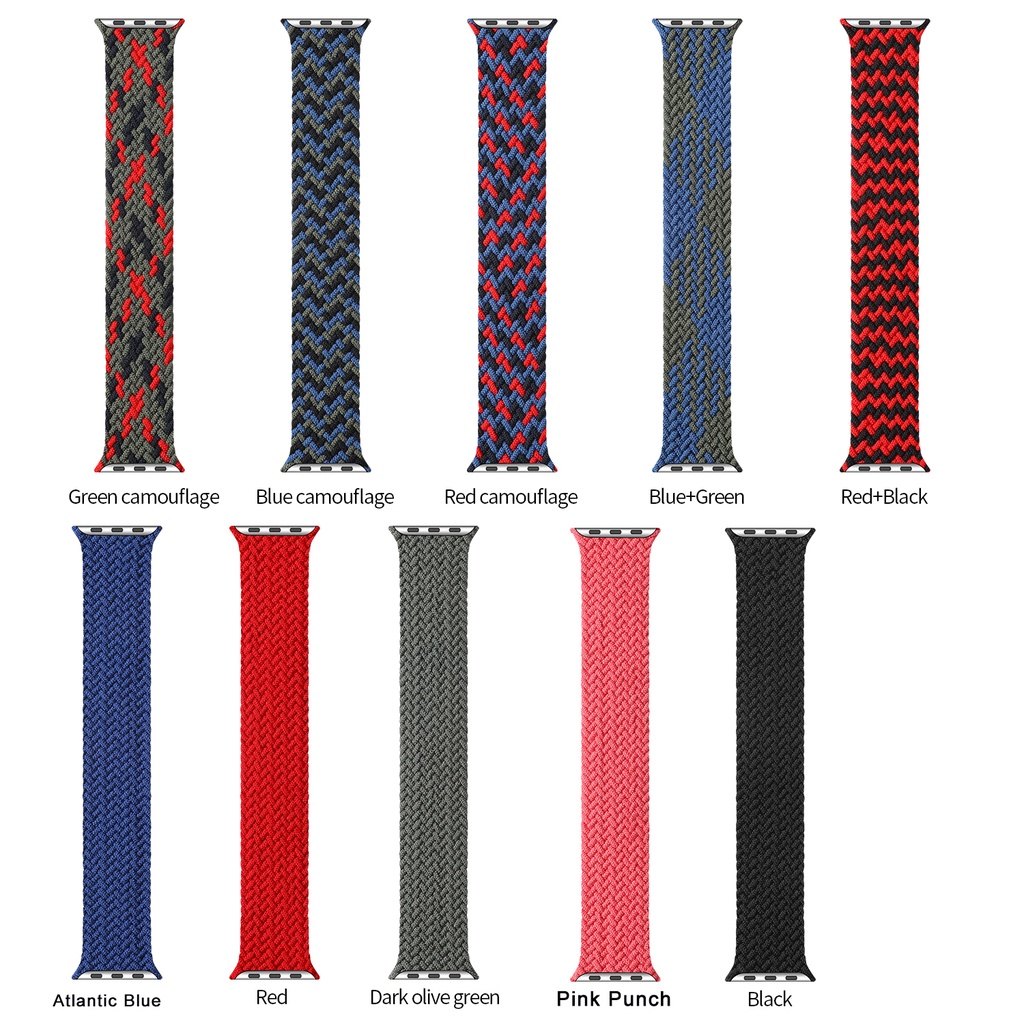 Dây đeo đồng hồ thông minh sợi bện đơn cho Apple Watch 45mm 41mm 44mm 40mm 38mm 42mm iWatch 7 6 SE 5 4 3