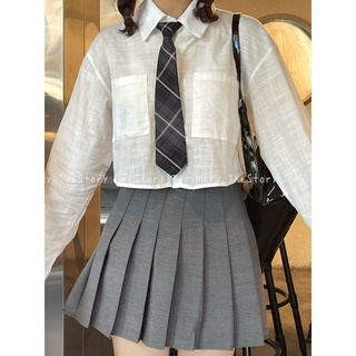 Áo sơ mi nữ linen dài tay dáng dài croptop A2498