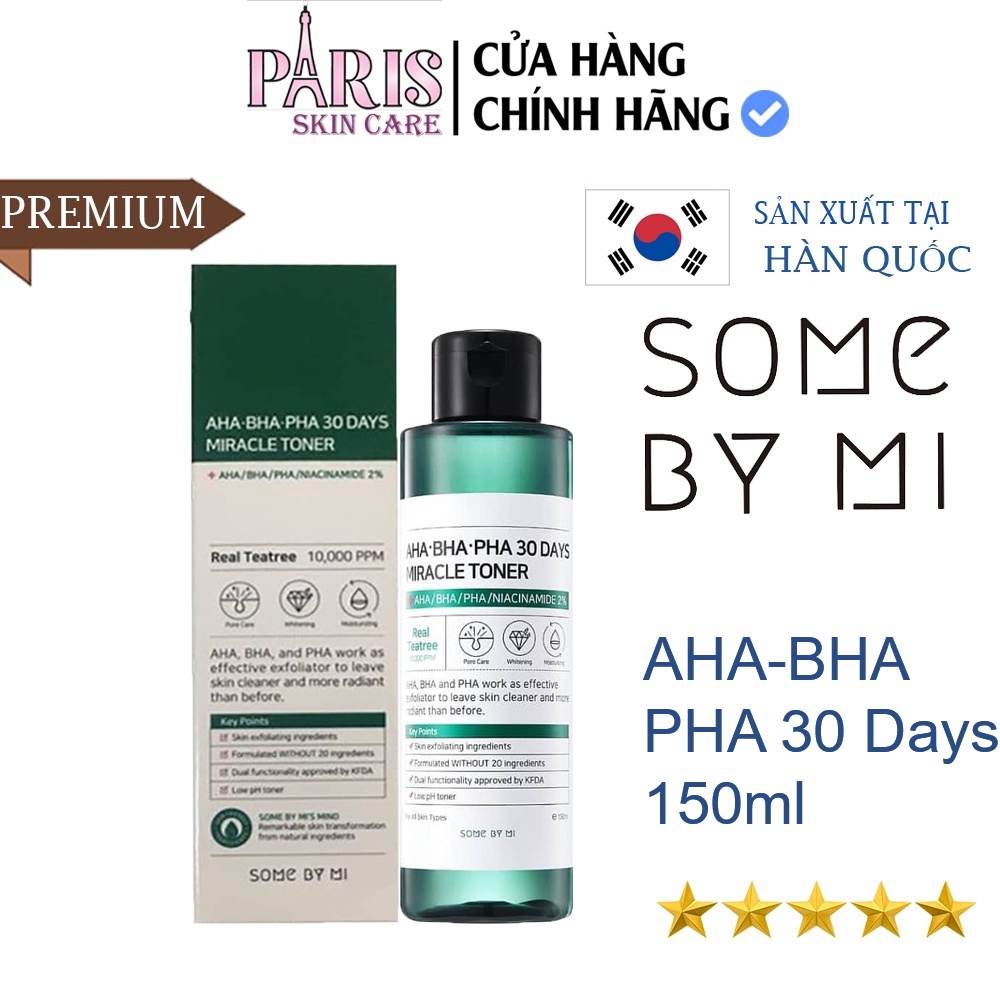 Nước Hoa Hồng Some By Mi AHA-BHA-PHA 30 Days Miracle Toner 150ml Giúp làm sạch bụi bẩn, bã nhờn và da chết trên bề mặt d