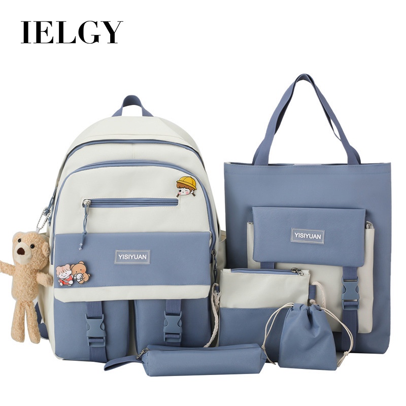 Ba lô học sinh IELGY cỡ lớn màu sắc tương phản phong cách harajuku