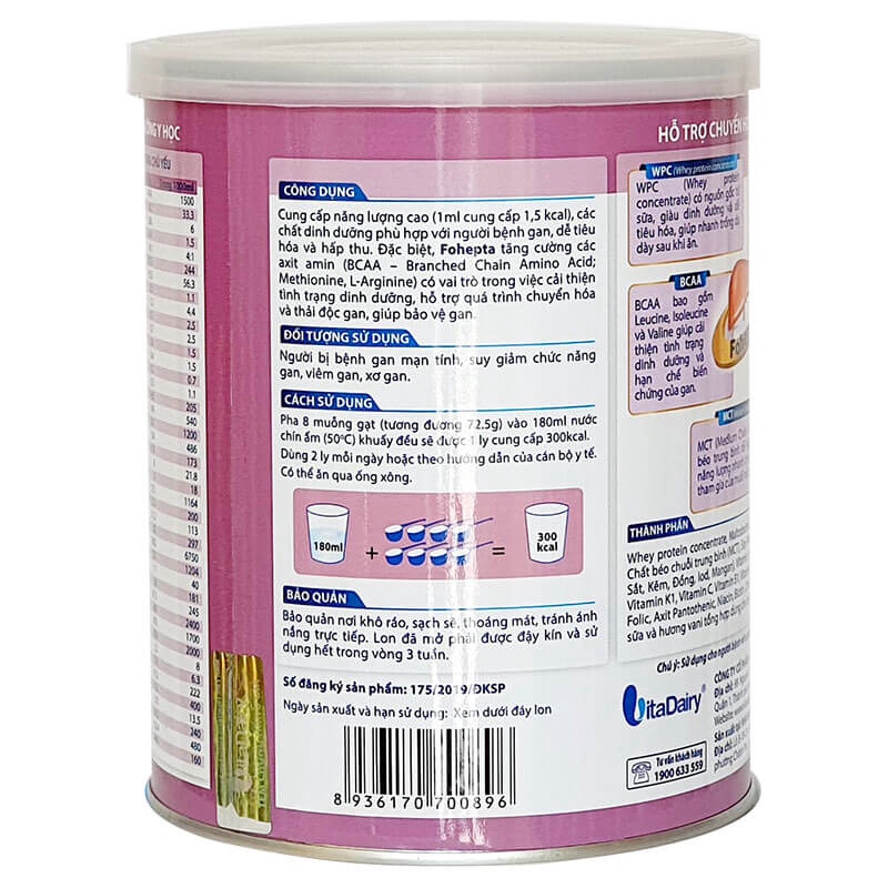 Sữa fohepta lon 400g dành cho người bị bệnh gan