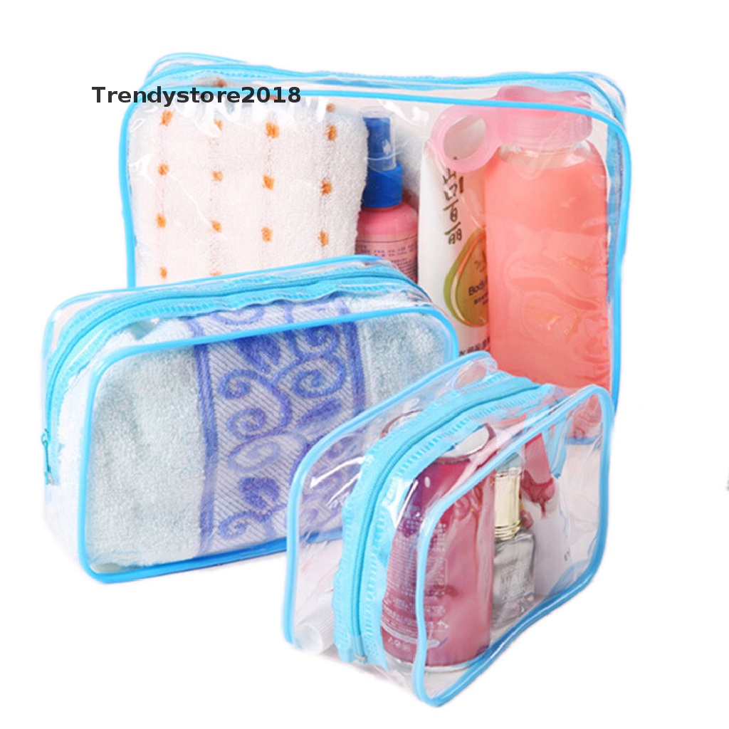 [Hàng mới về] Túi đựng mỹ phẩm chất liệu nhựa PVC trong suốt có khóa kéo thời trang 2018