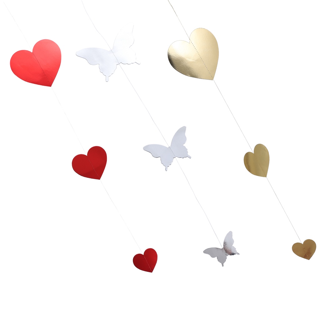 1 Set 3 Pcs 3D Valentine's Day Heart Shape Pendants Wedding Banners Christmas Hanging Decors