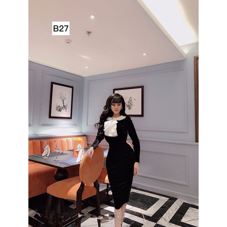 Váy nhung cỏ nơ B27