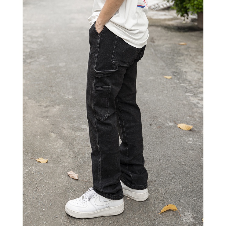 OWL BRAND® DOUBLE KNEE RELAX JEANS - Quần jean dài may đắp Màu Đen - OWL010921 | BigBuy360 - bigbuy360.vn