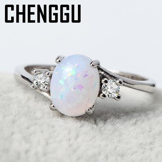 Nhẫn Bạc 925 Đính Đá Opal Nhiều Màu Thời Trang Cho Nữ