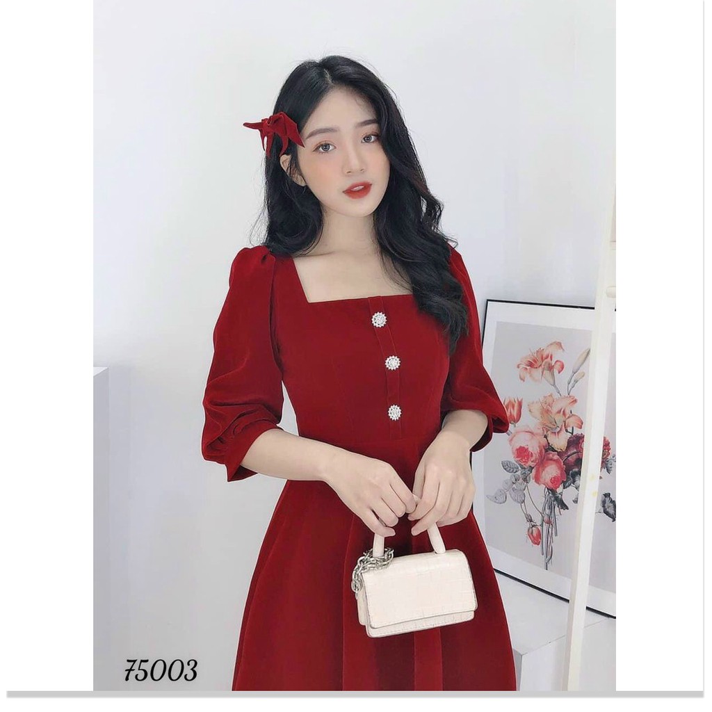 ĐẦM FORD DÁNG XÒE QUA GỐI,HỌA TIẾT TRƠN NHƯNG KHÔNG KẾM PHẦN SANG TRỌNG LANA FASHION