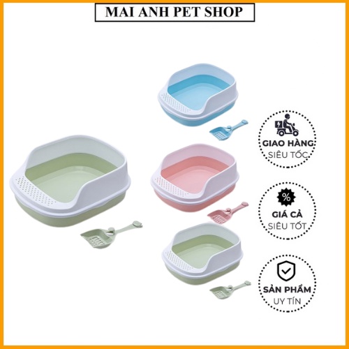 Khay Vệ Sinh Mèo Kích Thước 48*40*20cm Cao Cấp -Tặng kèm xẻng cao cấp đủ màu được chọn mẫu
