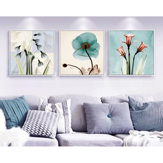 Bộ 3 tranh canvas treo tường hoa khổ vuông nhiều mẫu LIN - 40 x 40 cm x 3 tranh