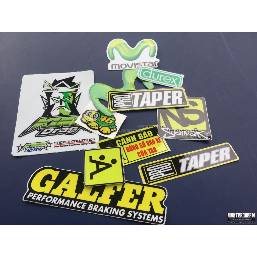 Bộ 11 logo xanh lá, decal dán xe máy, nón bảo hiểm... Sticker chống nước, bền màu. Hình dán