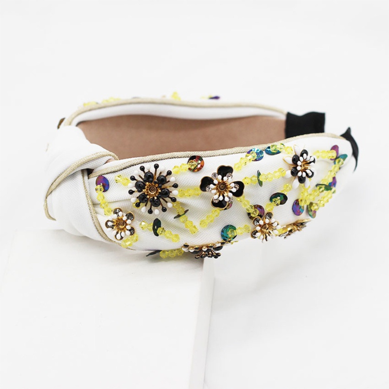 Băng Đô Cài Tóc Bản Rộng Bằng Kim Loại Pha Lê Họa Tiết Hình Học Thắt Nút Phong Cách Bohemian Cổ Điển