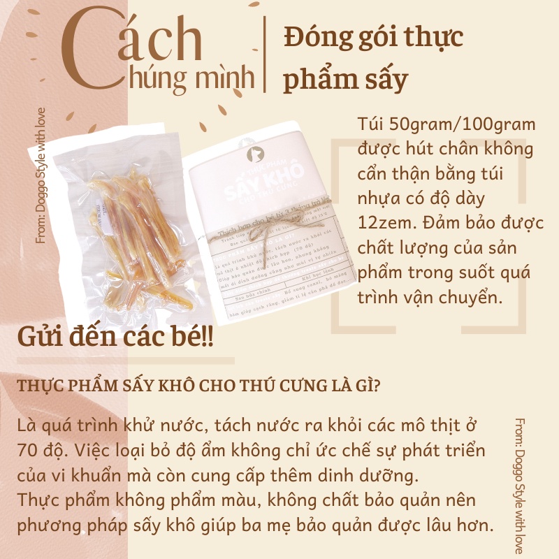 Combo Treat Bánh Thưởng Tổng Hợp Cho Chó Gà Sấy Khô DOGGOSTYLE Homemade Không Chất Bảo Quản 100G