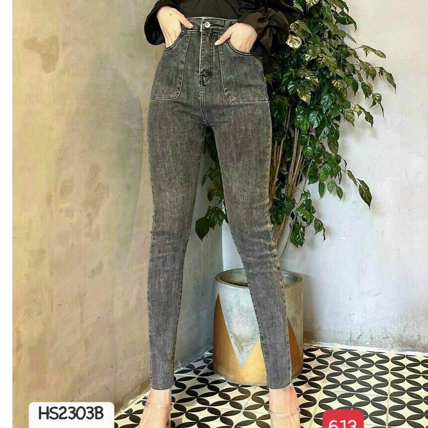 Quần jean nữ màu xám trơn, quần jean lưng cao tôn dáng cực đẹp , quần nữ body T-Fashion Shop QN613