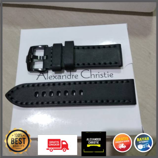 Dây Da Đồng Hồ Đeo Tay Alexander Christie Ac24mm Màu Đen