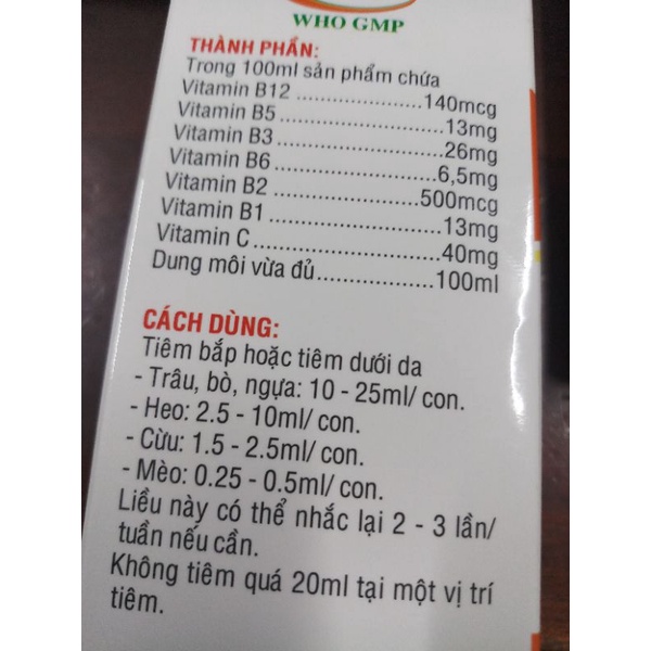 Becozym C 100ml sử dụng trên vật nuôi hsd 21/02/2025