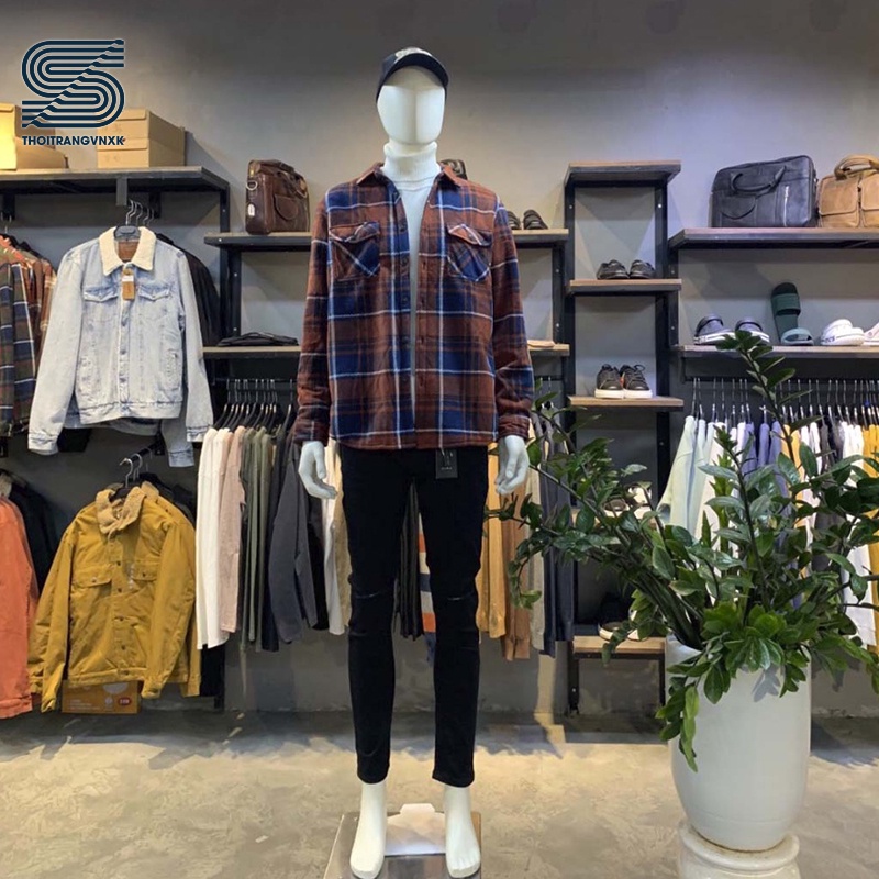 Áo khoác ngoài nam vải sần, áo sơ mi nỉ kẻ ca rô basic năng động trẻ trung Sonvnxk - AKSG7745
