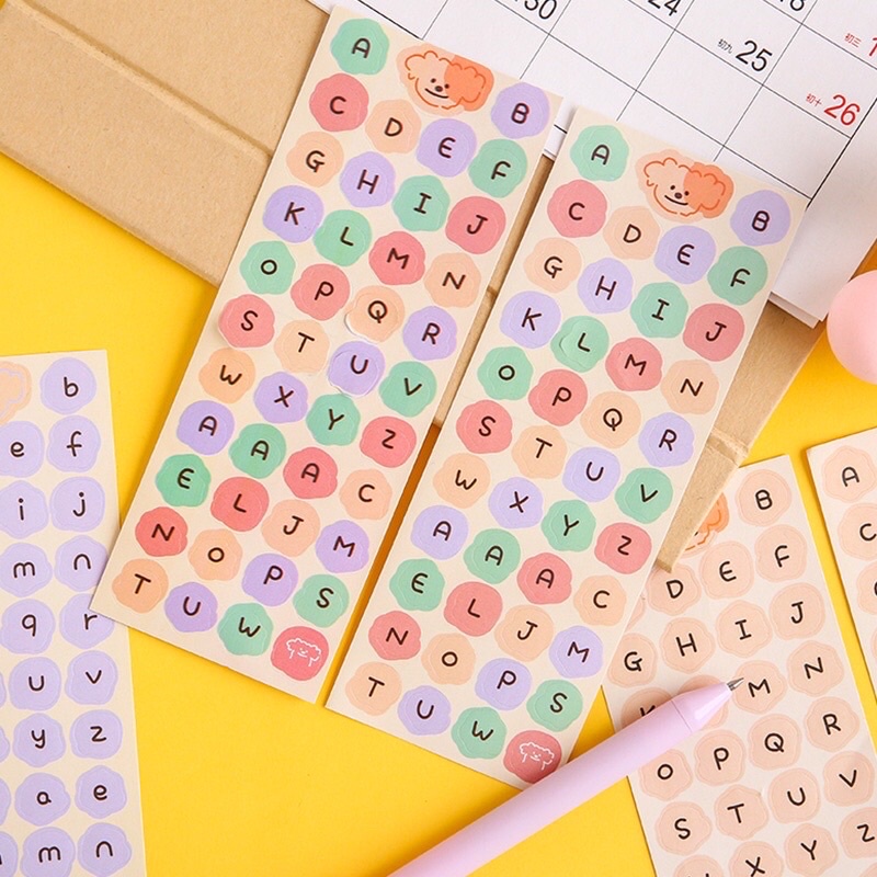 Miếng dán trang trí hình chữ cái nhiều màu sắc, sẵn keo dán ( kích thước 1 miếng 6cm x 16cm)
