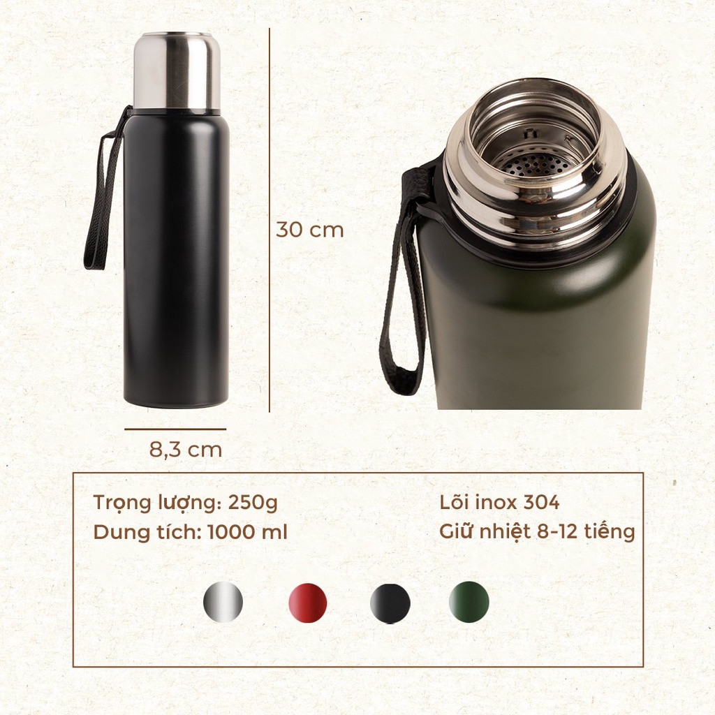 Bình nước giữ nhiệt dung tích lớn 1000ml 02, inox 304 cực kì tốt và đảm bảo BN-GN00622