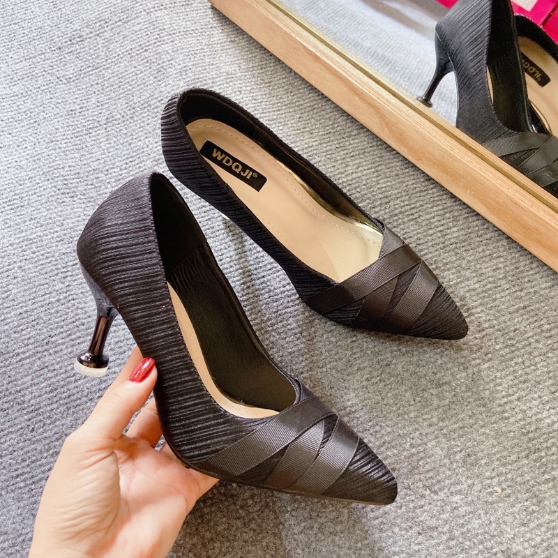 Giày cao gót màu đen (ẢNH THẬT) gót nhọn siêu cao cấp/giày nữ công sở Pun Shoes