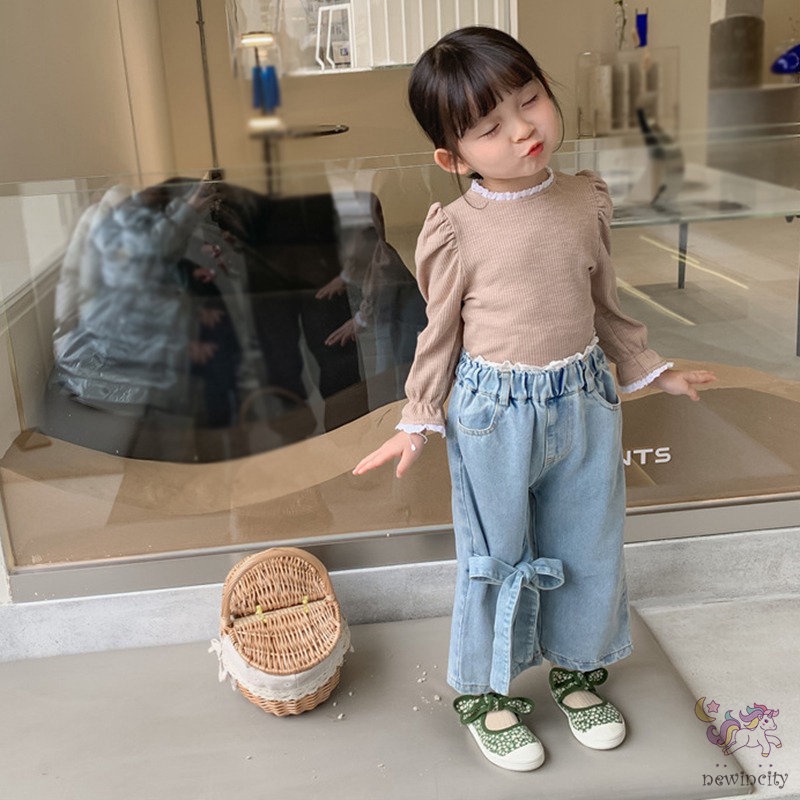 Quần Jean Denim Co Giãn Thời Trang Hàn Quốc Cho Bé Gái