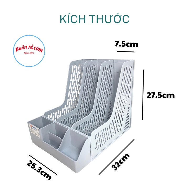 Khay Đựng Tài Liệu Để Bàn 3 Ngăn, Giá Đựng Tài Liệu Để Bàn Khổ A4, Kèm Khay Cắm Bút, Đựng Giấy Note, Ghim, Vật Dụng Nhỏ