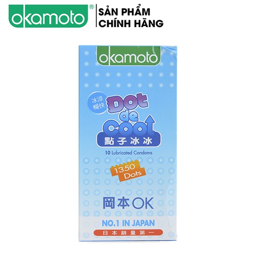 [CHÍNH HÃNG 100%] Bao cao su Okamoto Dot De Cool, Nhật Bản, 10 bao - Gai Lạnh Kéo Dài Thời Gian - Dùng là mê
