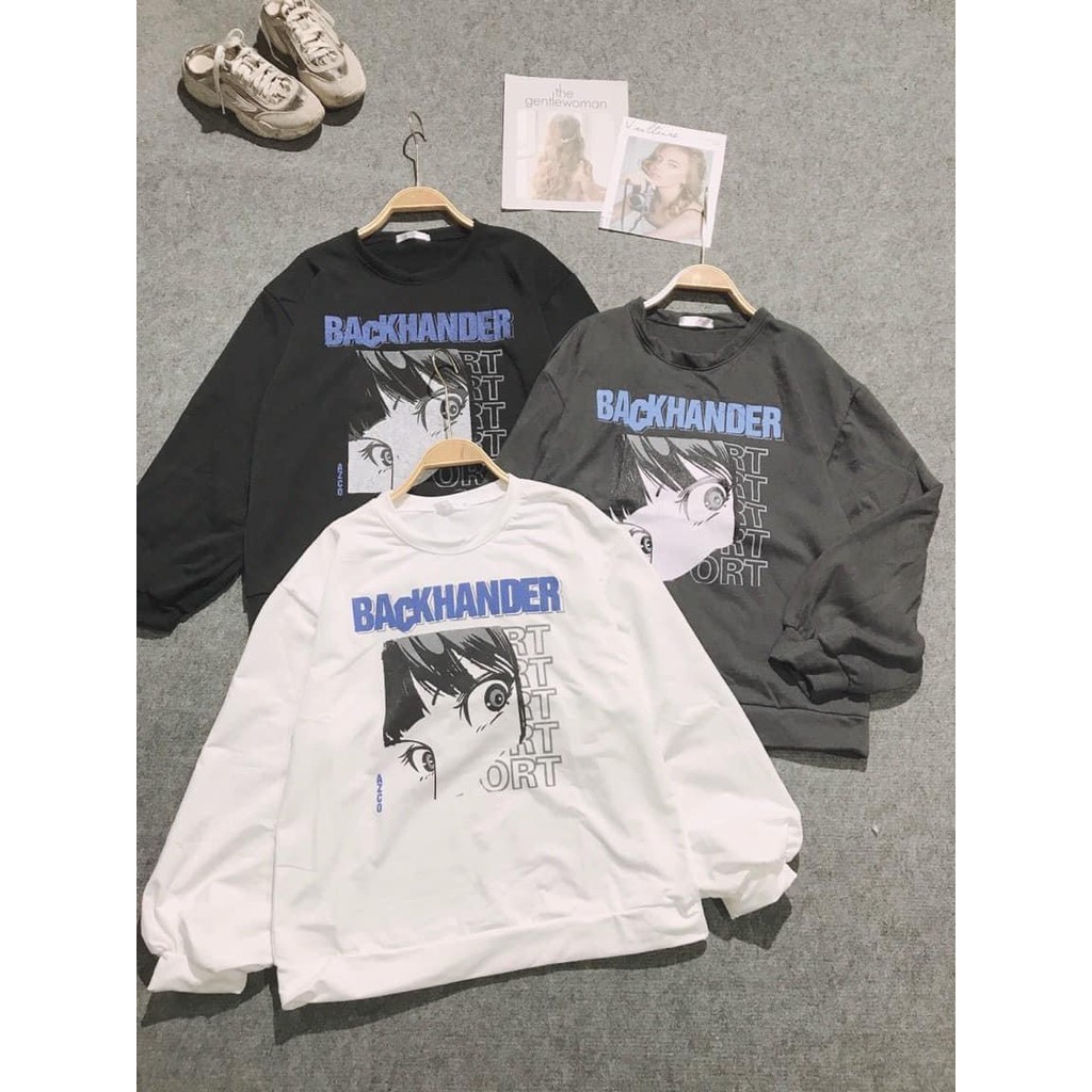 Áo thun dài tay form rộng hình Cô gái Backhander_Áo unisex dài tay thu đông basic, cá tính