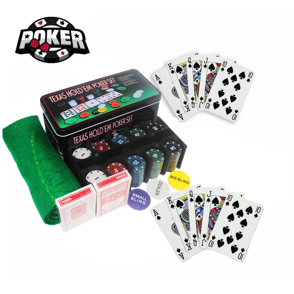 Bộ Poker Hộp Sắt Loại 100 và 200 chip có số (phỉnh poker) Hàng Nhập khẩu Cao Cấp