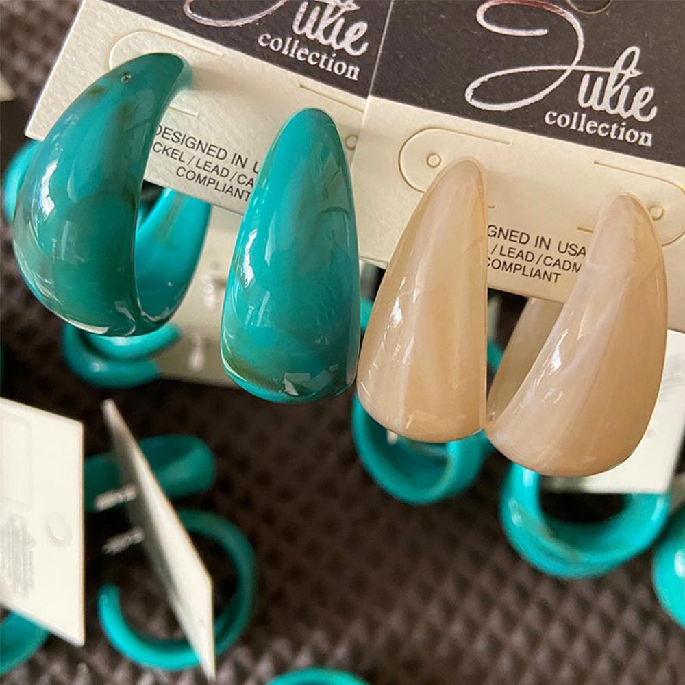 Khuyên Tai Acrylic Hình Chữ C Phong Cách Vintage Thời Trang Cho Nữ