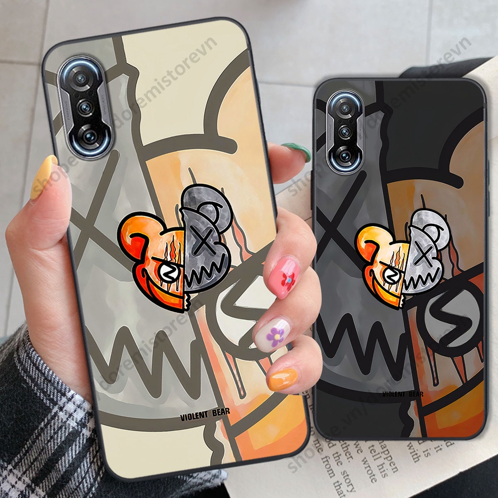 Ốp lưng Xiaomi Redmi K40 / Redmi K40 Pro hình kaws, kith, bear brick nổi 3D phong cách độc đáo