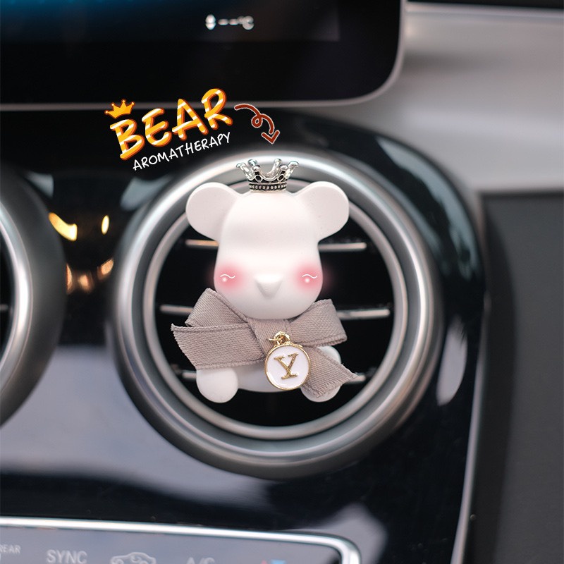 Gấu bearbick Trang trí cửa gió điều hòa xe ô tô - Gấu Bearbrick đính đá sáp thơm