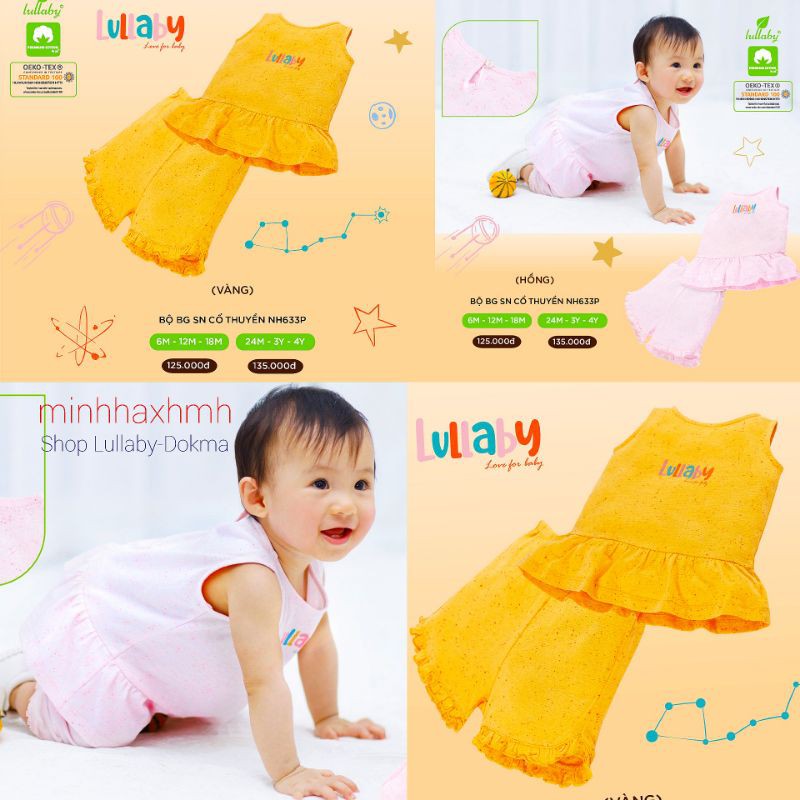 [Lullaby 2021] Bộ sát nách (Ba lỗ) BÉ GÁI cổ thuyền cao cấp (6m-4y)