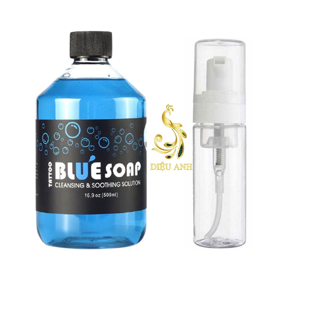 Bluesoap 500ml dung dịch tạo bọt lau mực xăm, nước rửa hình xăm Bluesoap