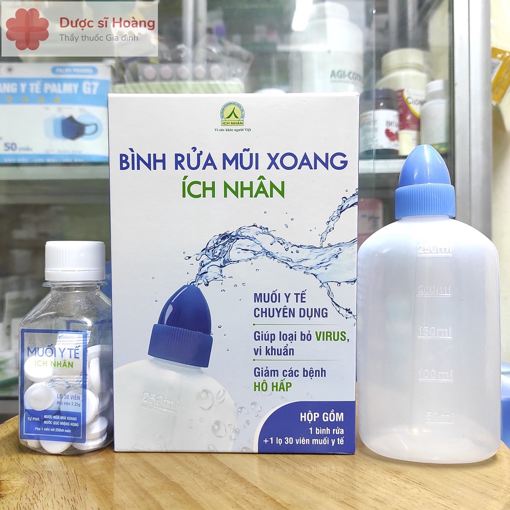 [Chính hãng] Bình Rửa Mũi Xoang Ích Nhân - Bình 250ml + muối 30 viên