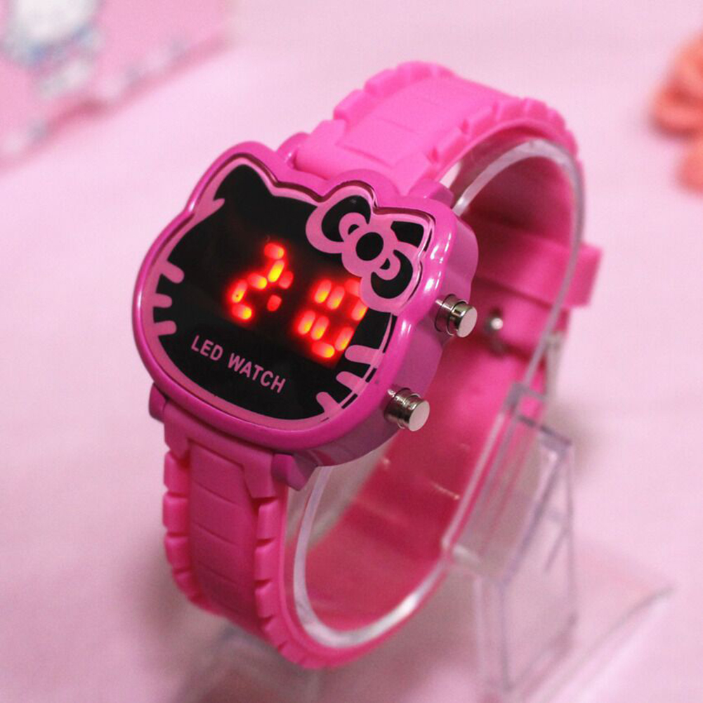 Đồng Hồ Đeo Tay Kỹ Thuật Số Hello Kitty Có Đèn Led Dễ Thương Cho Bé