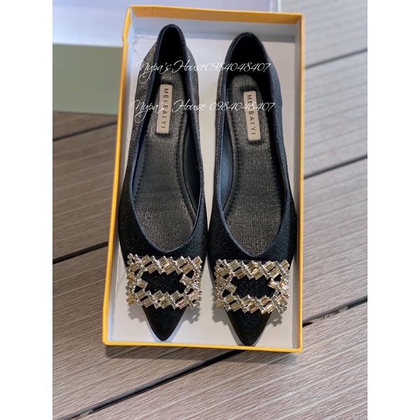 Giày bệt đính đá vuông