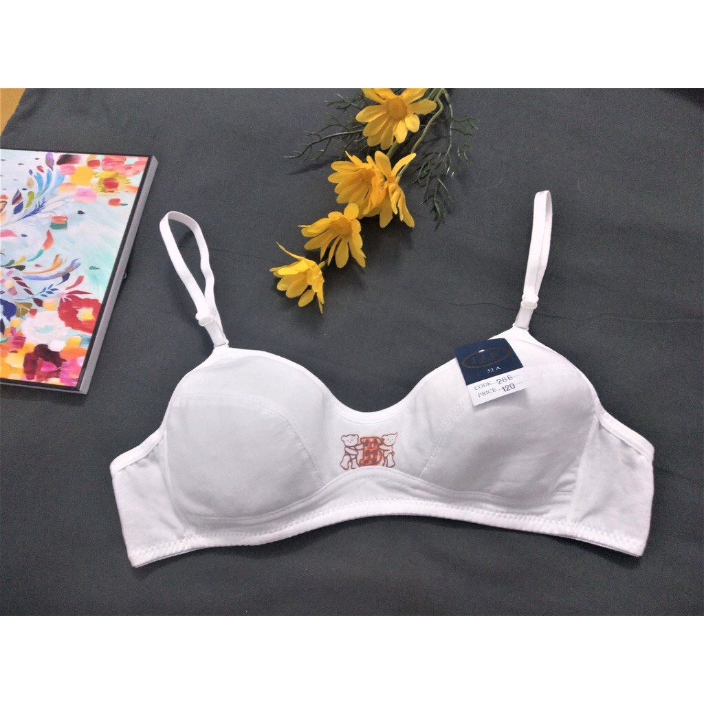 Áo Ngự Nữ Cotton Hình Con Gấu, Áo Lót Học Sinh Không Gọng Không Mút Hieu Store24h