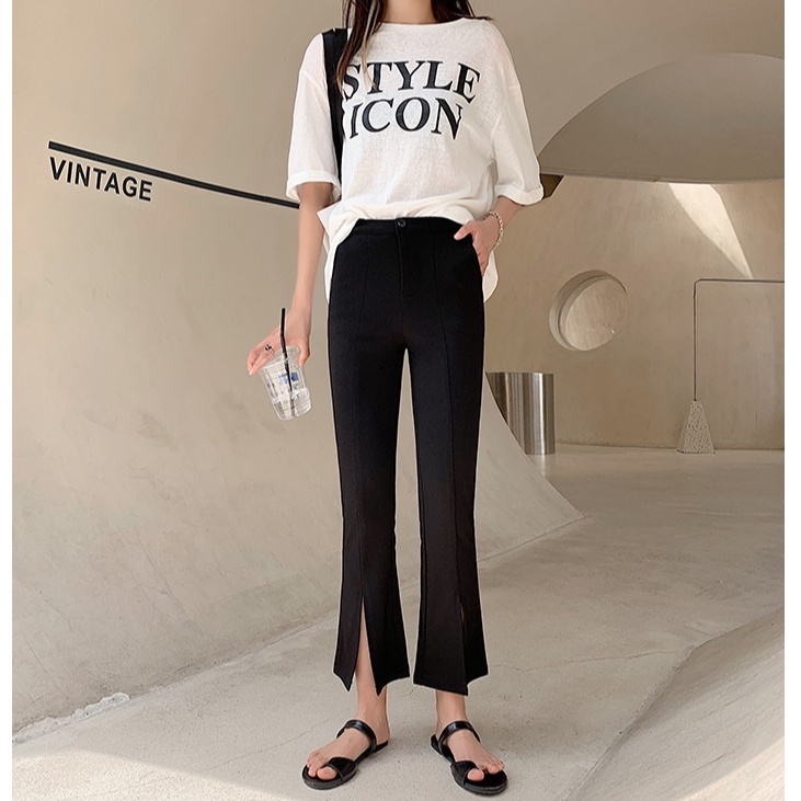 Quần Ống Rộng Lưng Cao Màu Đen Size Lớn 54456 Thời Trang Cho Nữ