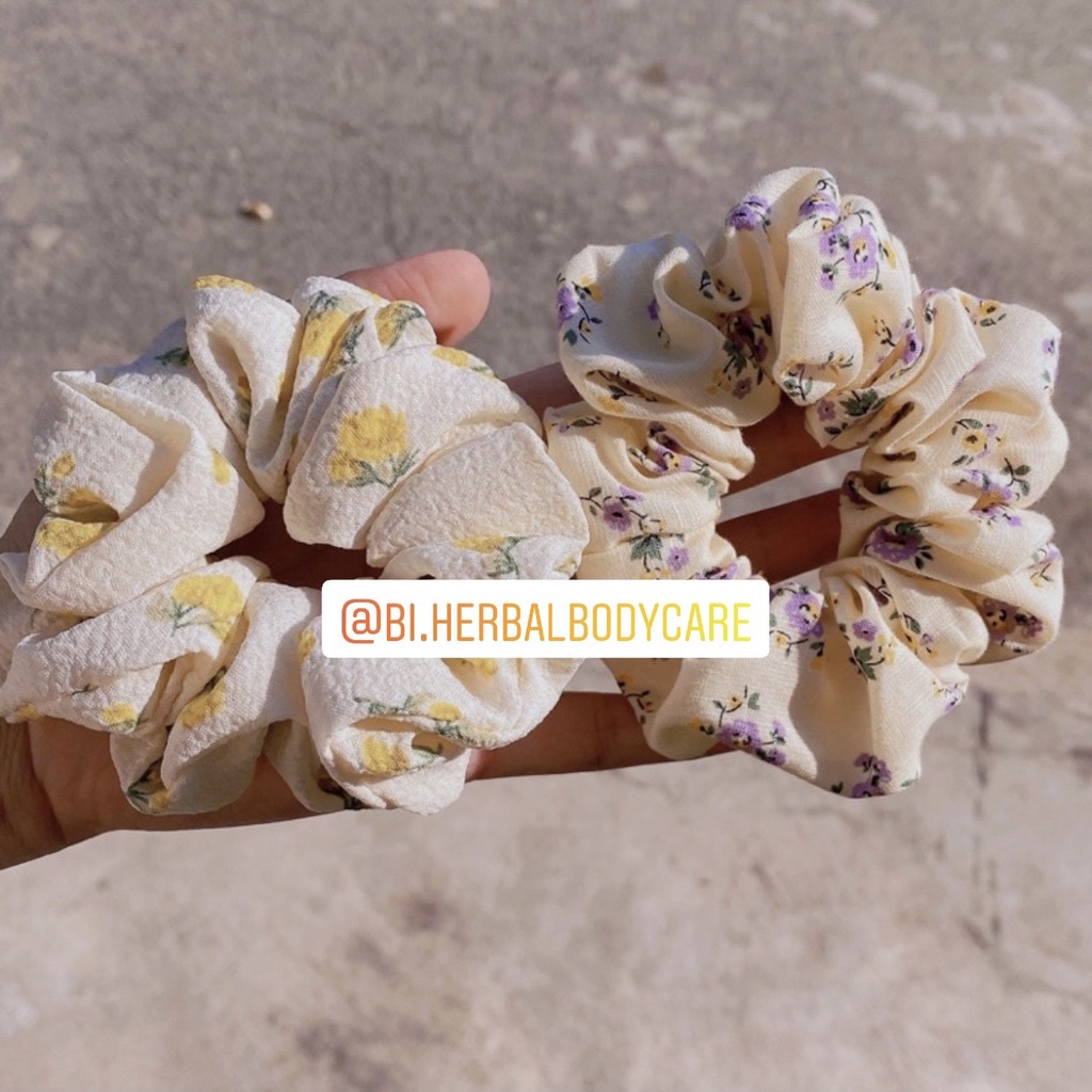 [Hàng thiết kế] Scrunchies cột tóc nơ hoa nhí handmade phong cách vintage dành cho nữ nhiều màu