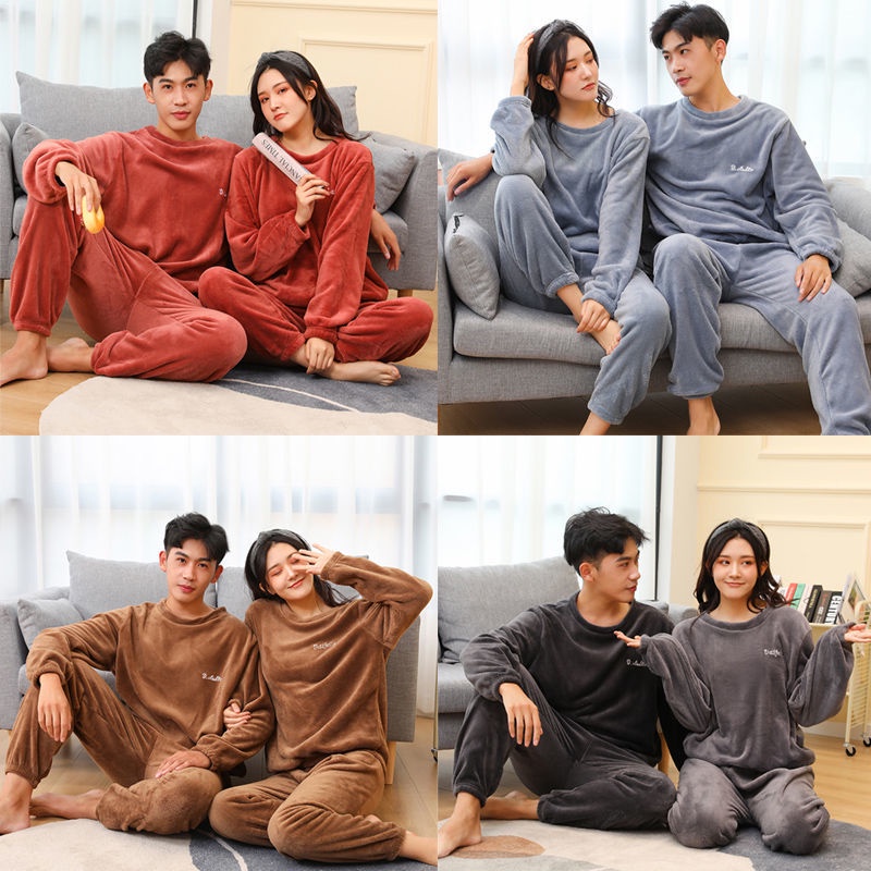 Bộ Đồ Ngủ Dày Dặn plus size Thời Trang Xuân Đông Cho Cặp Đôi