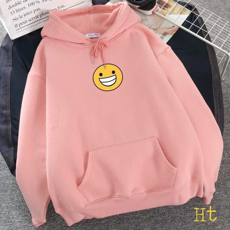Áo hoodie mặt cười giữa ngực HT11, Áo nỉ Unisex from rộng, Chất nỉ ấm mặc không xù, thiết kế phong cách - MODY