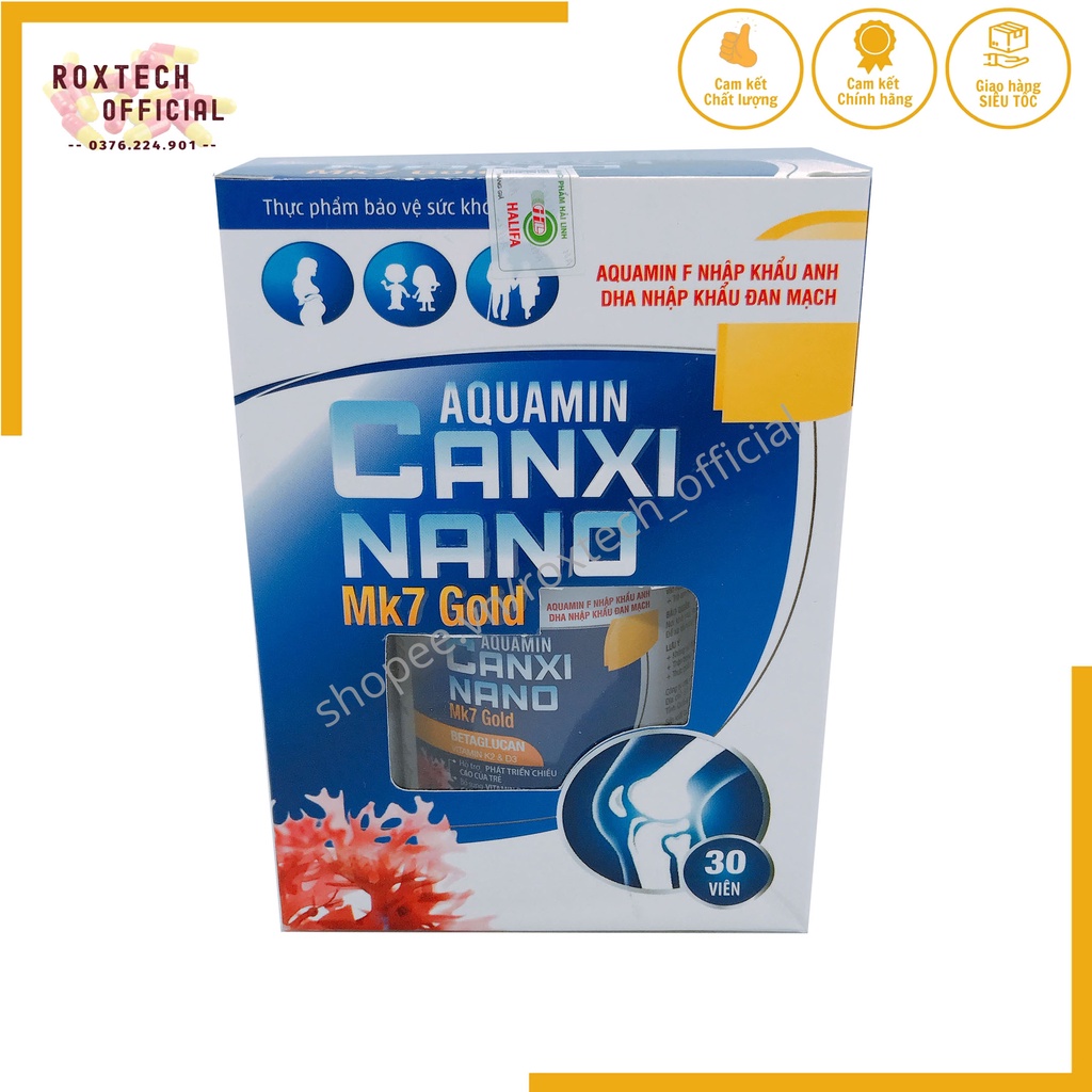 Viên uống AQUAMIN CANXI NANO MK7 GOLD bổ sung calci giúp chắc khỏe xương - Hộp
