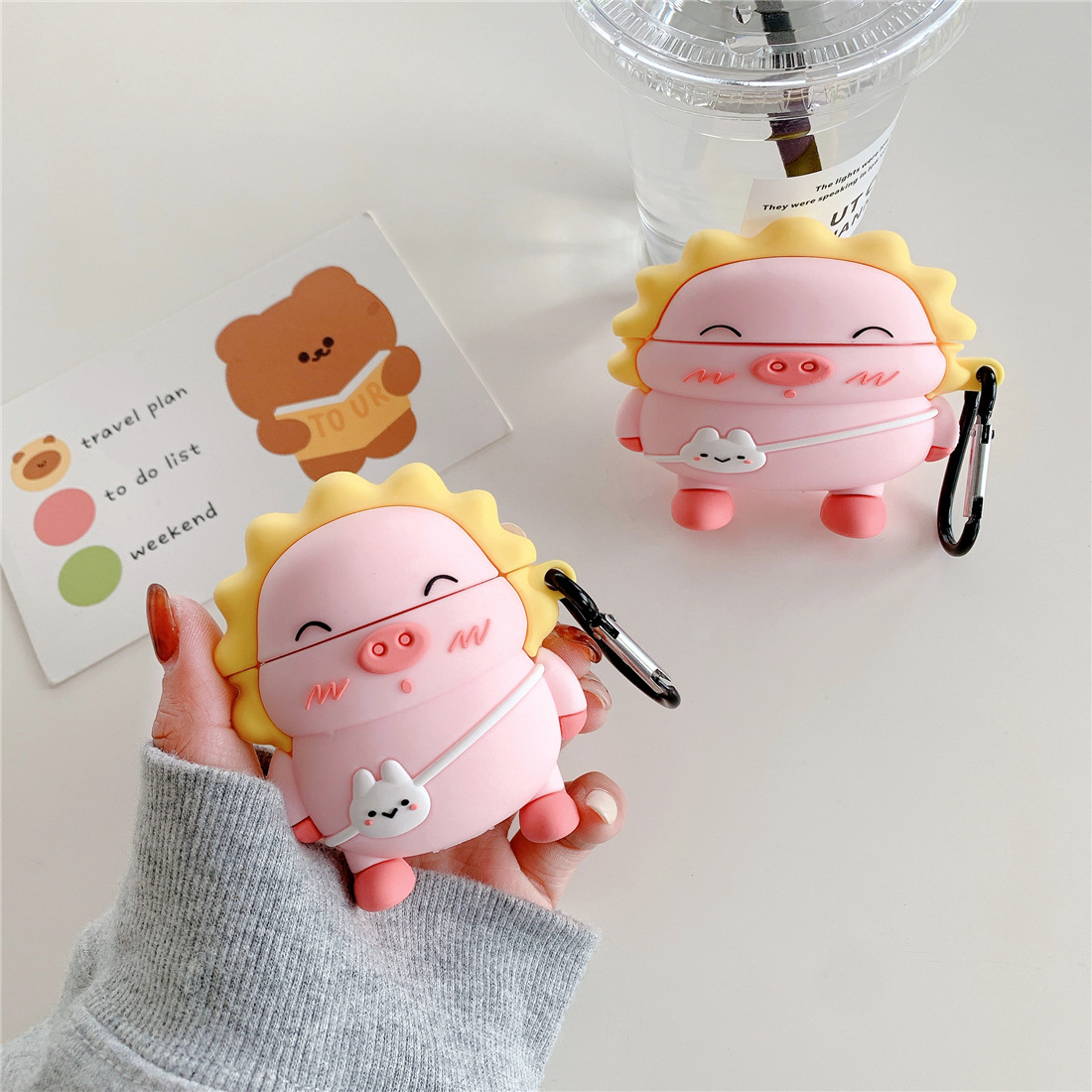 Cute Rabbit Backpack Piggy Apple AirPods1/2/Pro3 Earphone Silicone Case Bluetooth Soft Case