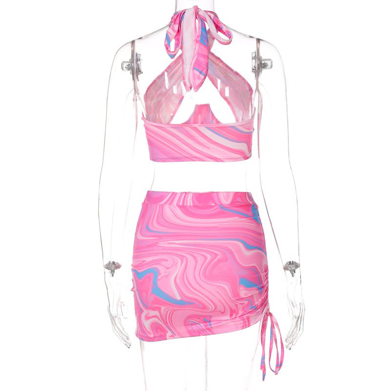 Bộ Áo Tank Top Khoét Lỗ + Chân Váy Lưng Cao ZI9q Thời Trang Cho Nữ