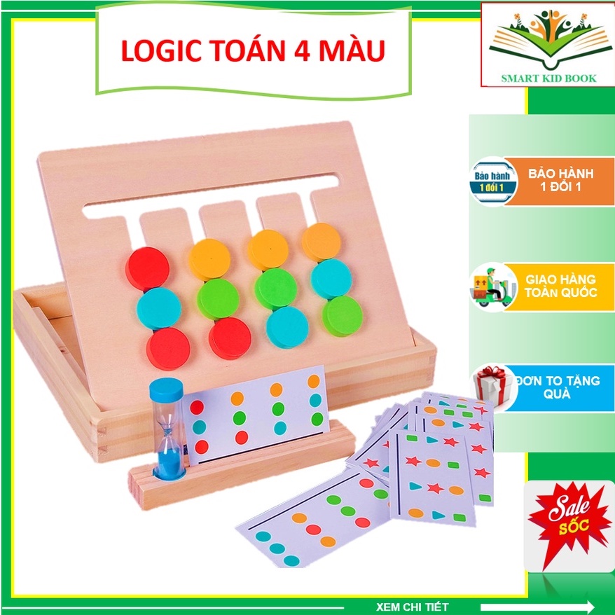 Đồ Chơi Toán Logic 4 màu - Ghép Hình Theo Mẫu Kèm Đồng Hồ Cát - Four Color Game